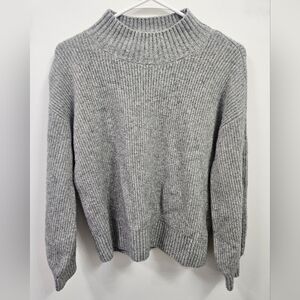 Goodthreads Women's Boucle Shaker Stitch Balloon-Sleeve Gray Heather Sweater M